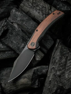 WE Knife Snick Black Titanium Handle & Cuibourtia Wood Inlay