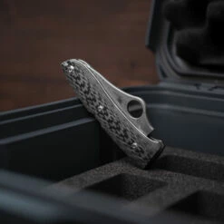 Spyderco SpyOpera Carbon Fiber Damasteel Sprint Run PlainEdge -outdoor knives sale Spyderco 6
