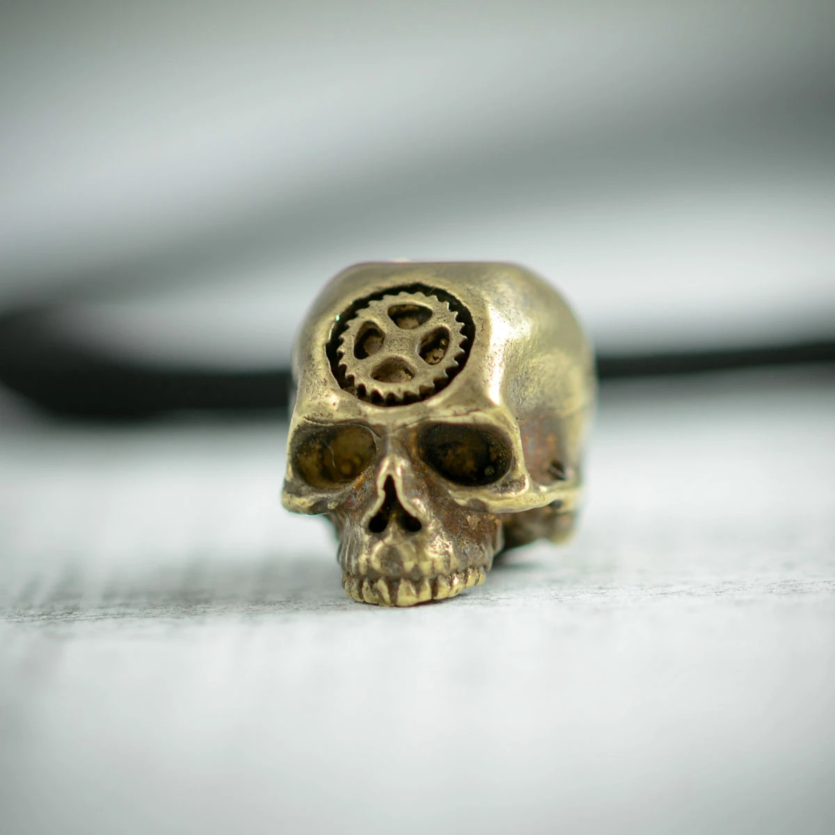 Tempus Fugit Skull Bead Brass 3 Tempus Fugit Skull Bead Brass