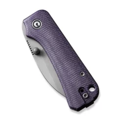 Civivi Baby Banter Wharncliffe Purple -outdoor knives sale civivi baby banter wharncliffe thumb stud knife purple canvas micarta contoured handle 232 gray stonewashed nitro v blade c19068sc 2 317202 600x