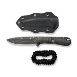 Civivi Mini Elementum Fixed  -outdoor knives sale civivi mini elementum fixed blade knife dark green canvas micarta handle 224 damascus blade c23010 ds1 741073 700x