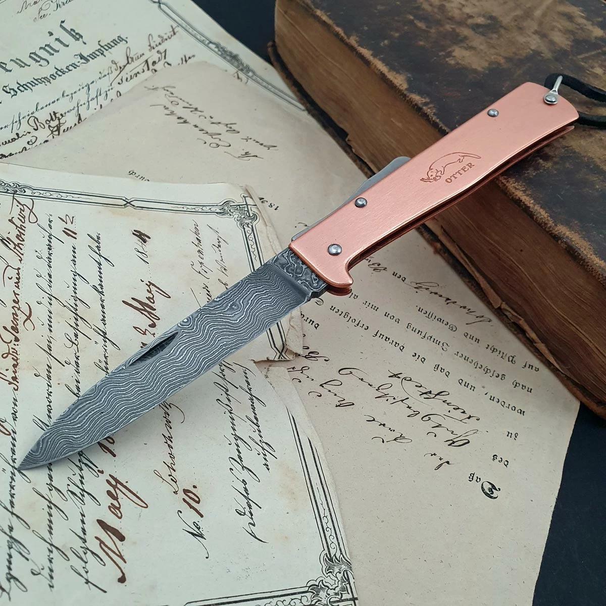 Otter Mercator Copper Damascus With Clip 4 Otter Mercator Copper Damascus With Clip - Image 2