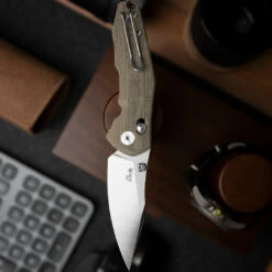 GiantMouse ACE Nazca Green Canvas Micarta -outdoor knives sale nazca micarta 1