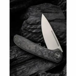 WE Knife Saakshi Grey Titanium -outdoor knives sale we knife saakshi cpm 20cv stonewashed marble carbon fiber drop point 3