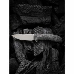 WE Knife Saakshi Grey Titanium -outdoor knives sale we knife saakshi cpm 20cv stonewashed marble carbon fiber drop point 8