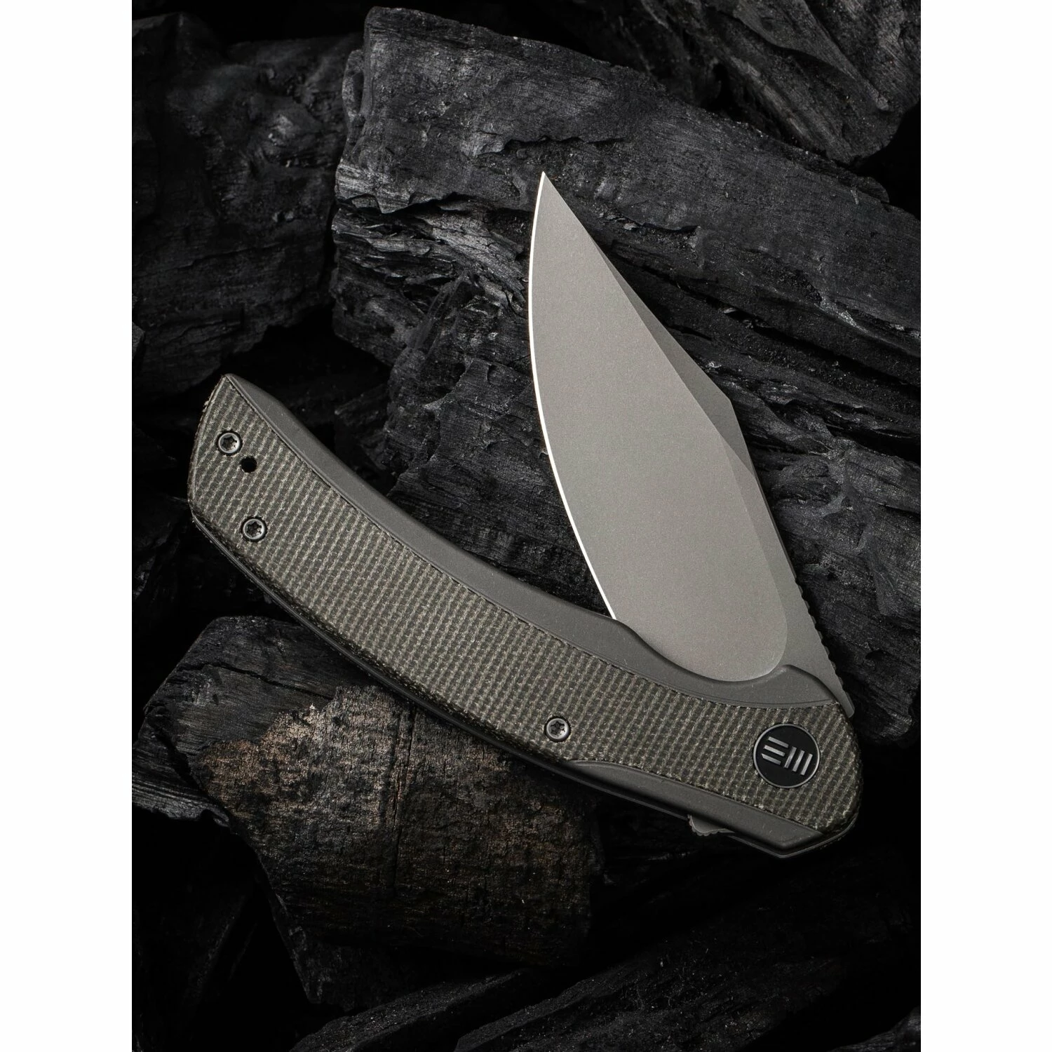 WE Knife Snick Gray Titanium Handle & Dark Green Micarta Inlay 6 WE Knife Snick Gray Titanium Handle & Dark Green Micarta Inlay - Image 4
