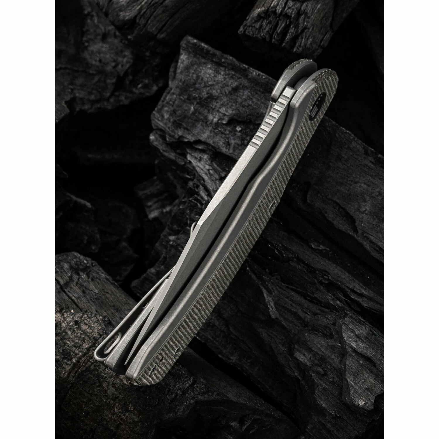 WE Knife Snick Gray Titanium Handle & Dark Green Micarta Inlay 10 WE Knife Snick Gray Titanium Handle & Dark Green Micarta Inlay - Image 8