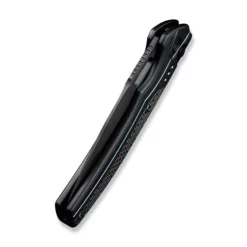 WE Knife Exciton Black Titanium With Twill Carbon Fiber Integral Spacer -outdoor knives sale weknife exciton flipper button lock knife black titanium handle with twill carbon fiber integral spacer 368 black stonewashed bevels black brushed flats cpm 20c 179860 500x