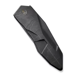 WE Knife Solid  Black Stonewashed With Etching Pattern Titanium -outdoor knives sale weknife solid flipper knife black stonewashed with etching pattern titanium integral handle 388 black stonewashed with etching pattern cpm 20cv blade we22028 5 832239 600x